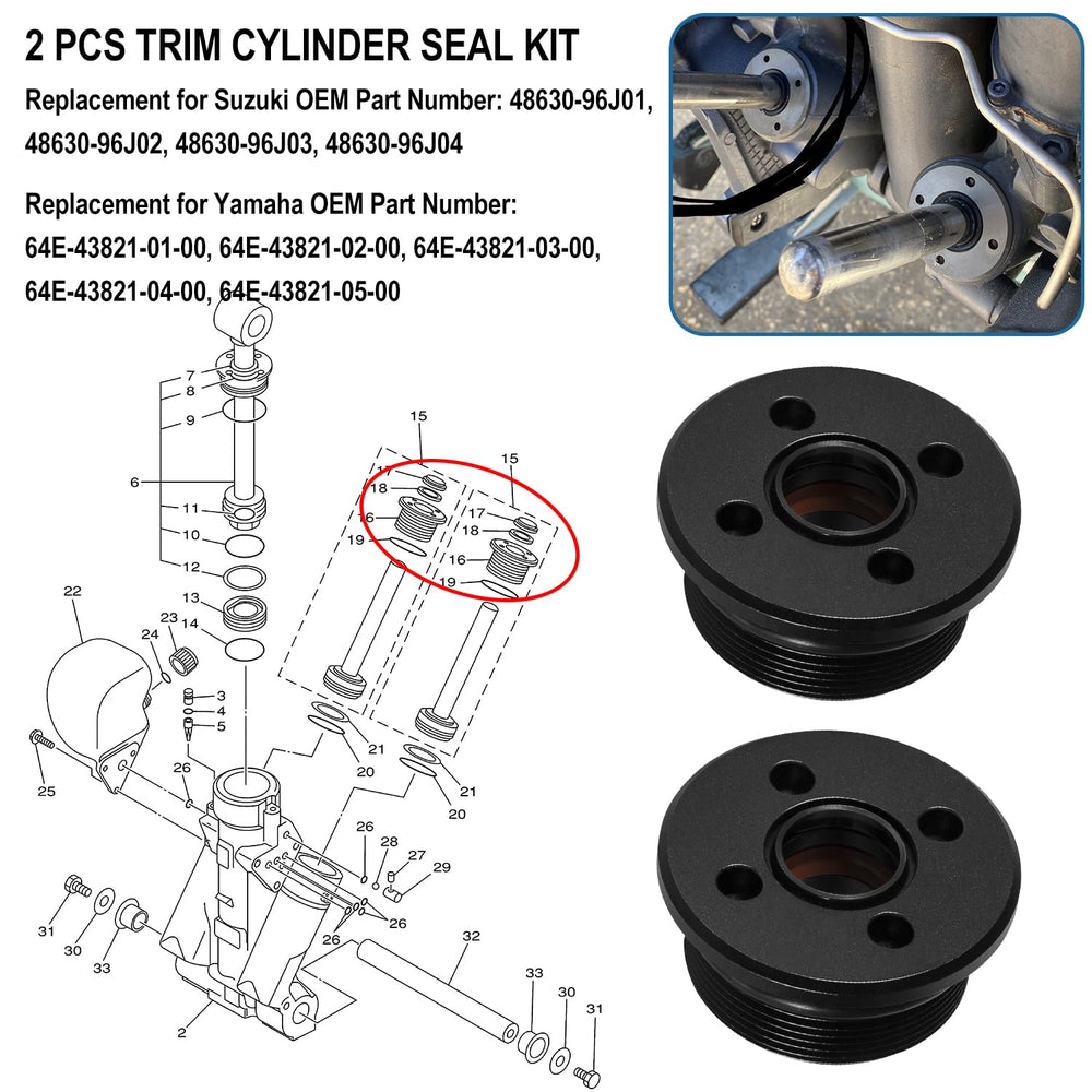 Hihitomorrow trim cap for Yamaha 4-cyl 115hp enables steady trim control.