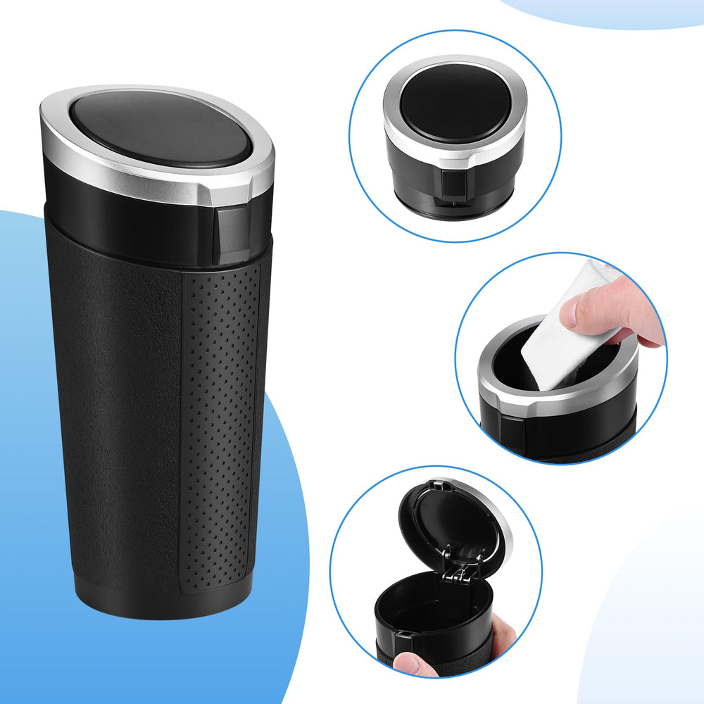 Hiitytin 2-pack leakproof car trash bin silver for mess-free travel