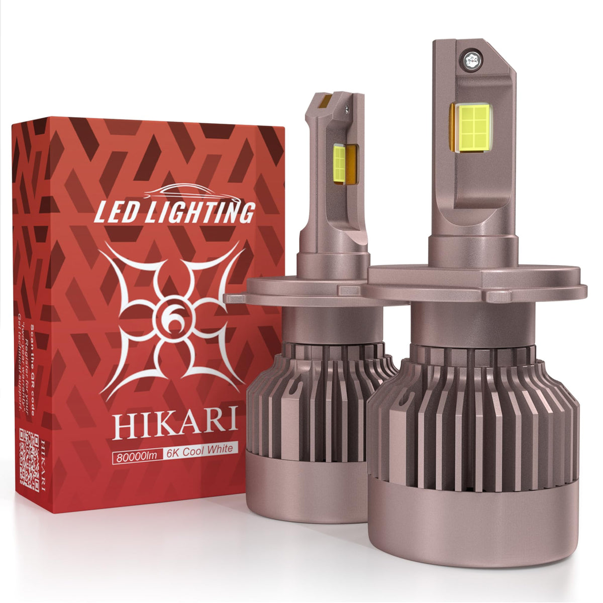 HIKARI WINGS Future 80000lm H4/9003 LED fog light for enhanced night visibility.