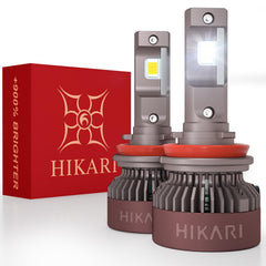 HIKARI WINGS H11 foglight front view showing bright pure white beam for foggy roads