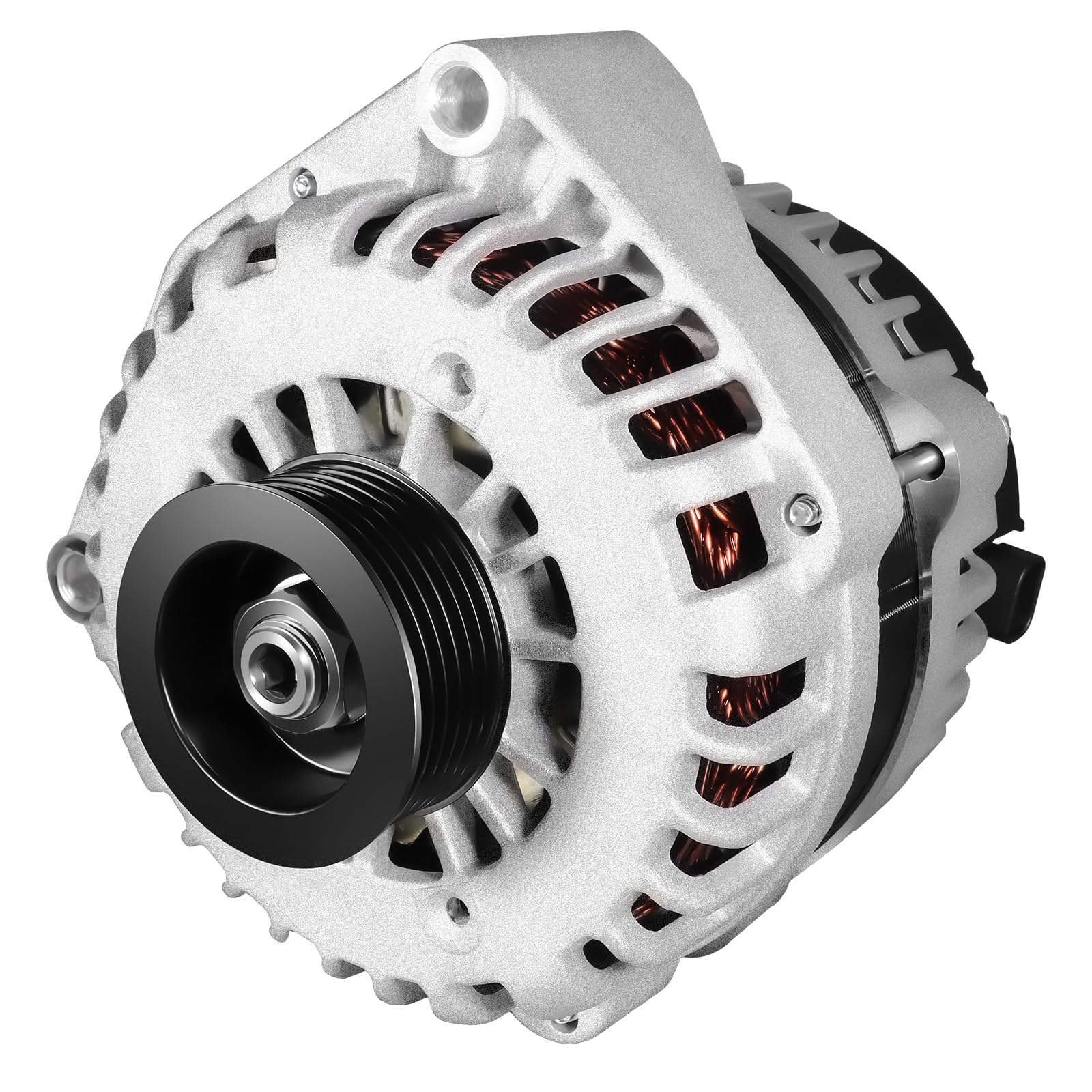 Hikevent 160A alternator front view showing robust build for reliable charging