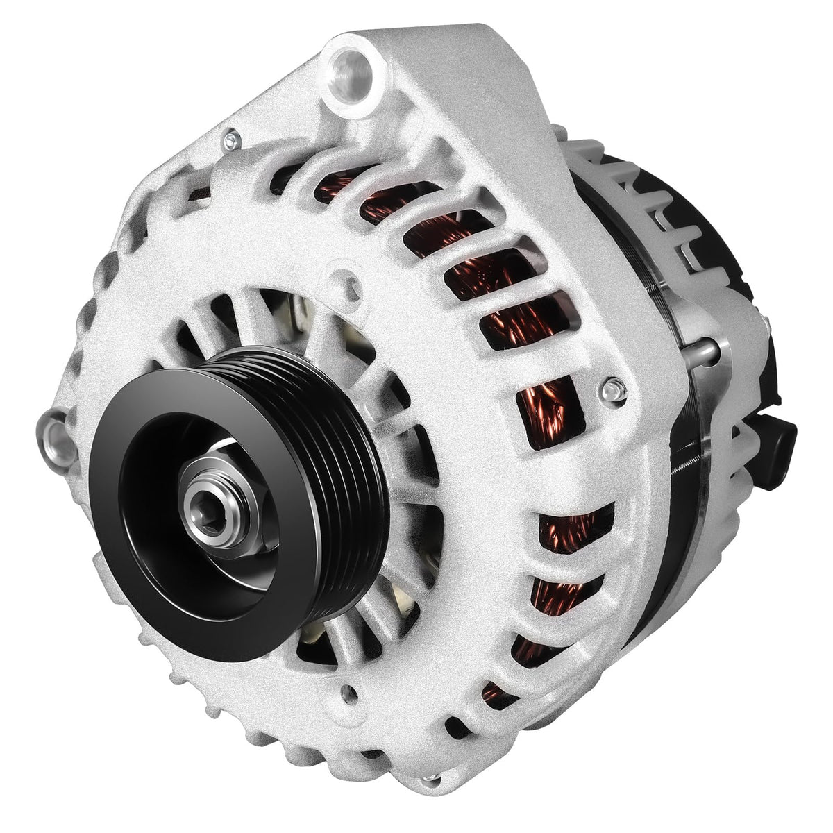 Hikevent 160A alternator front view showing robust build for reliable charging