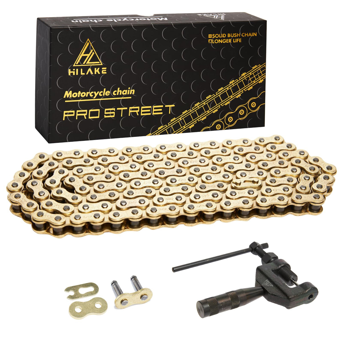 HILAKE 420H chain with 132 links shown for durable motorcycle drive