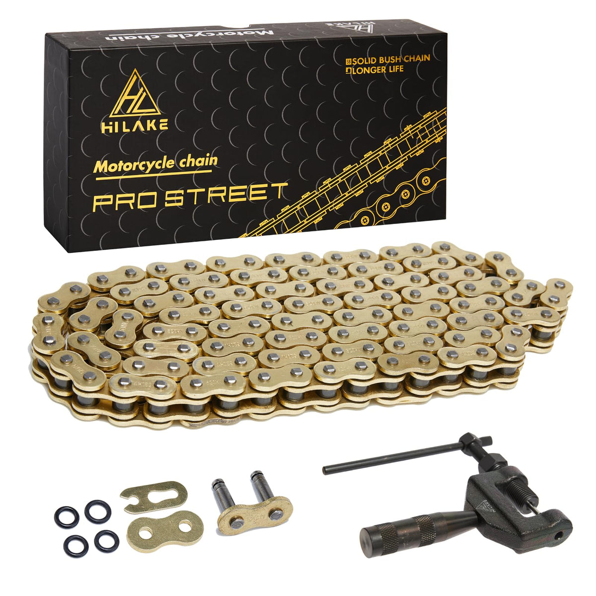 HILAKE 520 chain with 120 links for motorcycles, optimized for reliable power transfer.