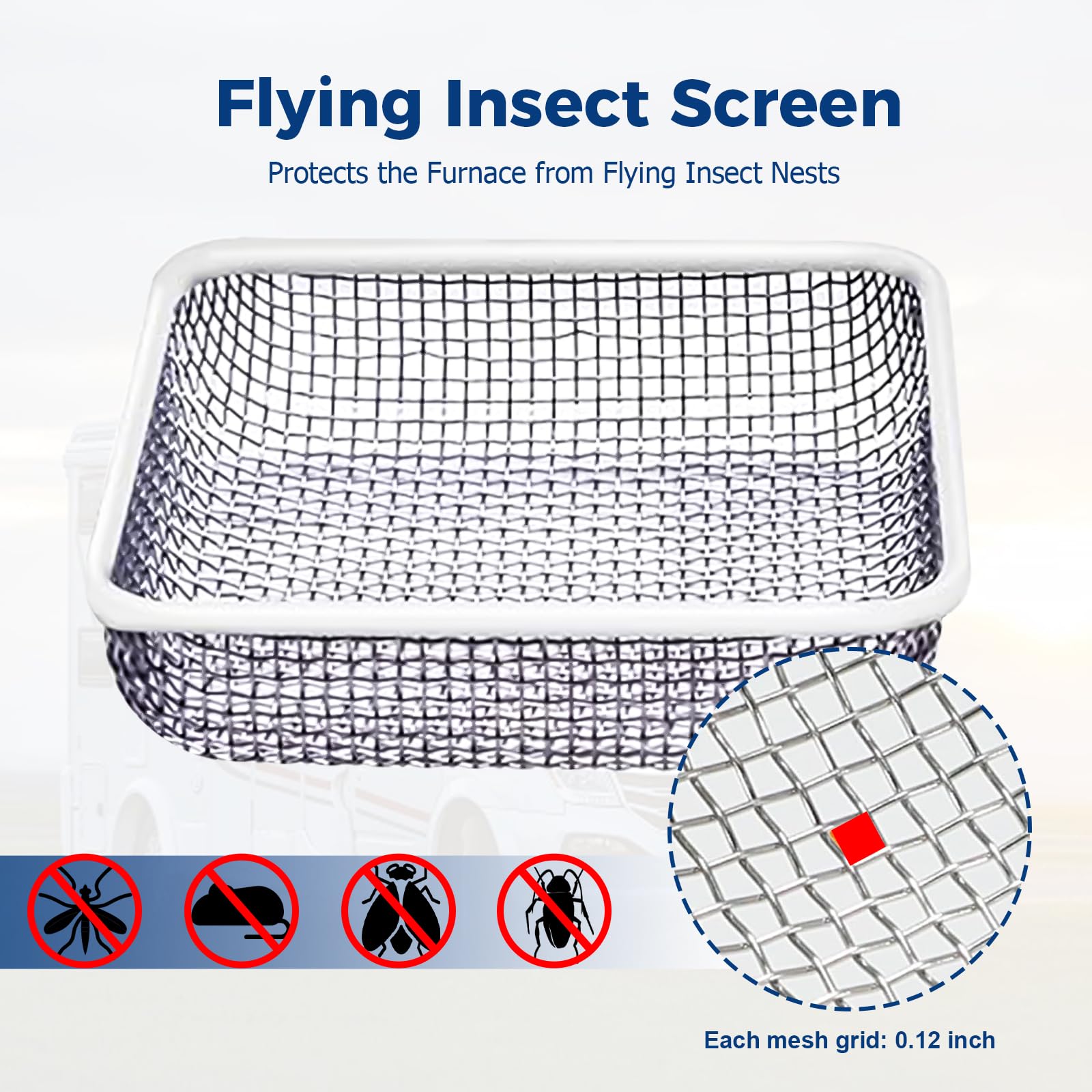 Hillhub water heater vents with stainless mesh shield against debris.
