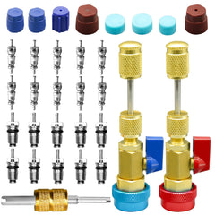 HINGTAI 31Pcs valve core remover with blue low-pressure connector for quick service