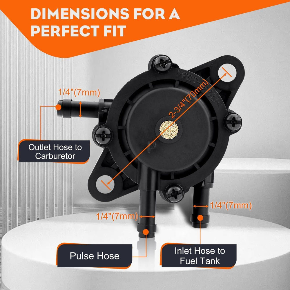 Hipa fuel pump side view; compact design for tight engine bays.