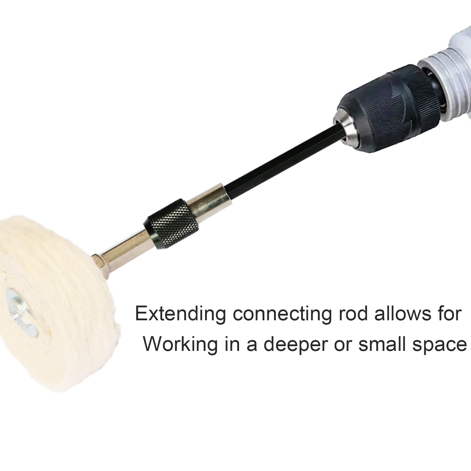 Hiqalty cotton wheel assembly with 1/4-inch shaft included.