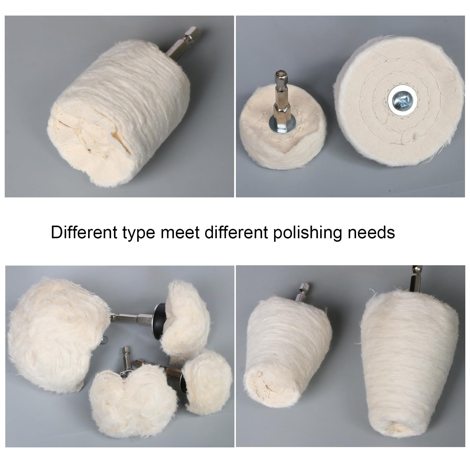 Hiqalty drill buffing wheels close-up; durable cotton fibers deliver a smooth finish.