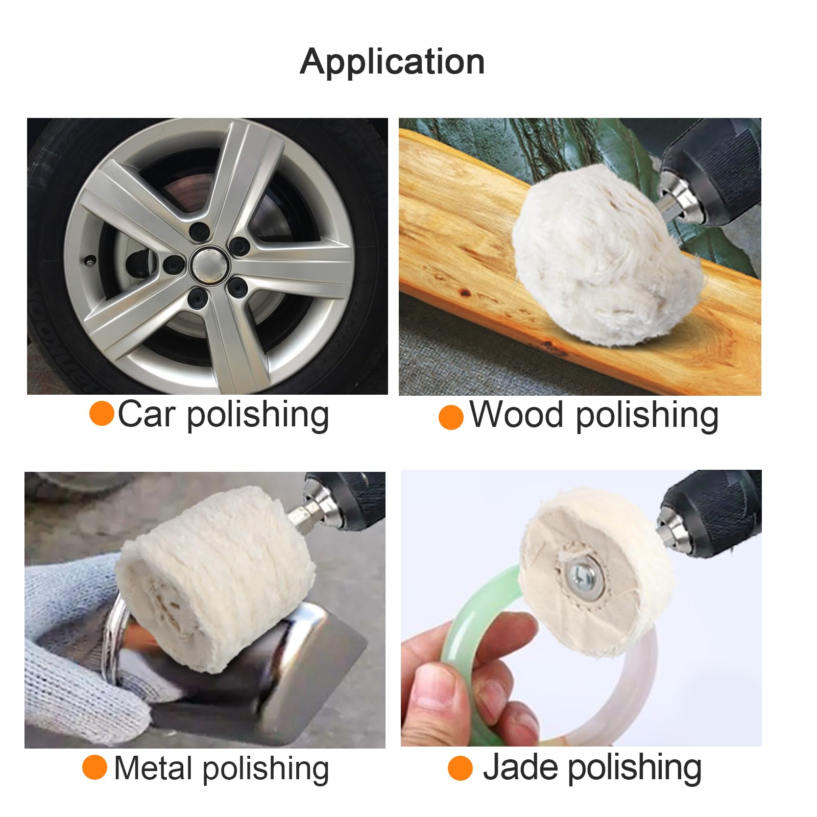 Hiqalty polishing wheels for metal detailing, suitable for aluminum and stainless steel.