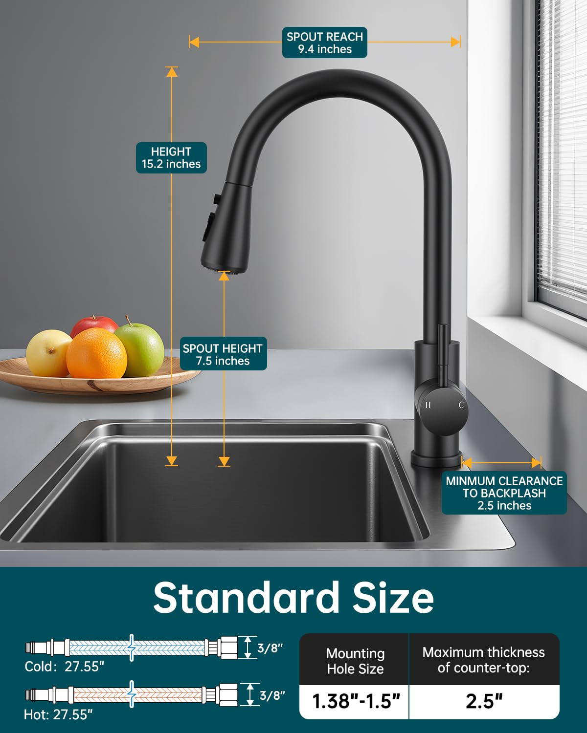 Hiqufet farmhouse RV faucet designed for compact, versatile setup.