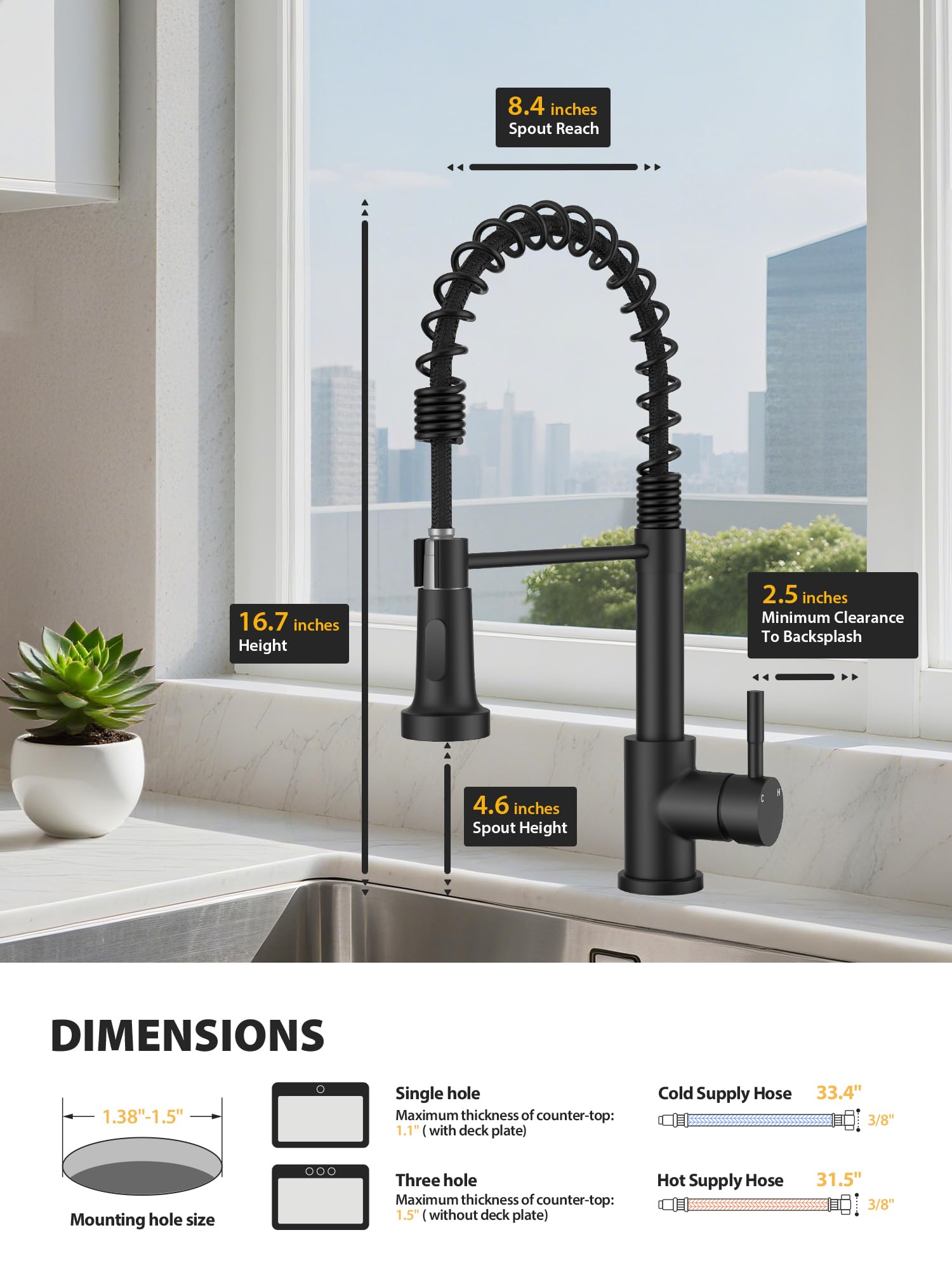 Hiqufet high-arc kitchen faucet clears tall pots and pans with ease
