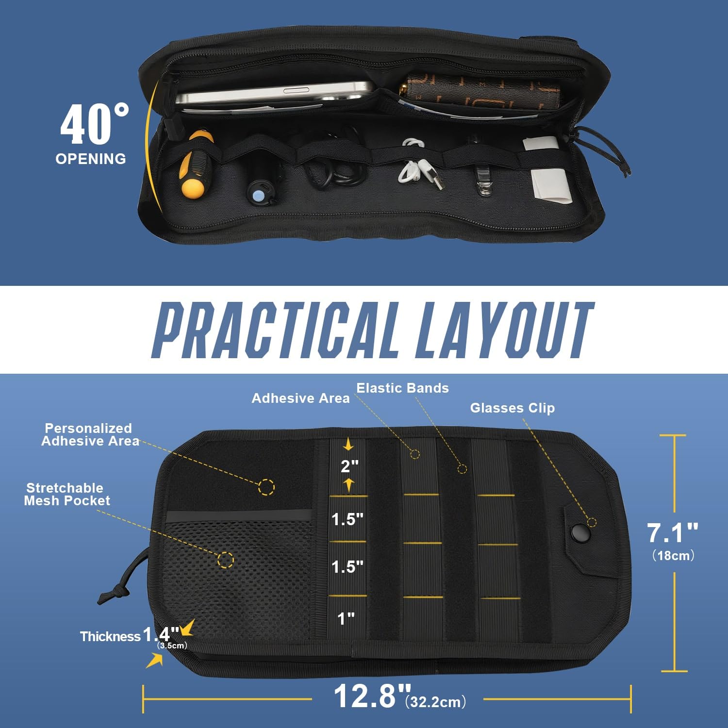 Hiseanllo car visor organizer installed with universal-fit straps