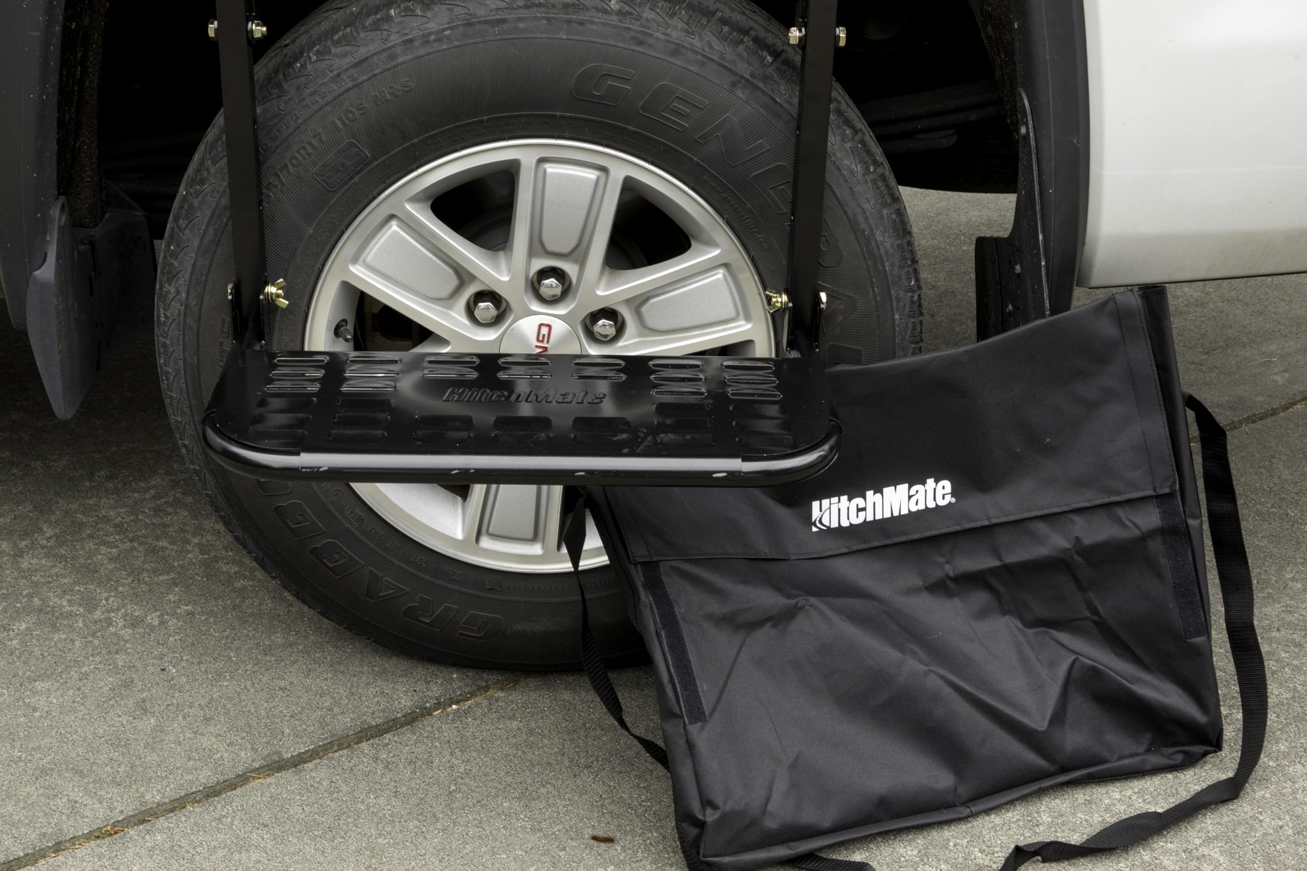HitchMate TireStep supports up to 400 pounds for durable vehicle maintenance