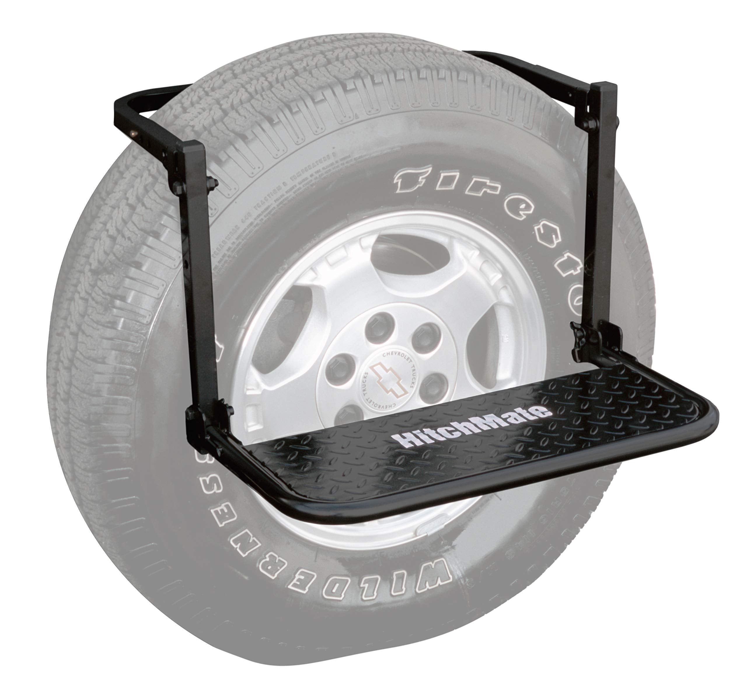 HitchMate TireStep mounted on a tire for stable roof rack access