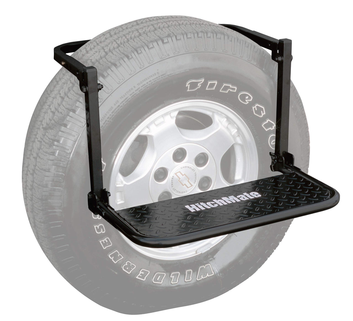 HitchMate TireStep mounted on a tire for stable roof rack access