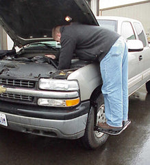 HitchMate TireStep adjusted to three widths and three heights for versatility