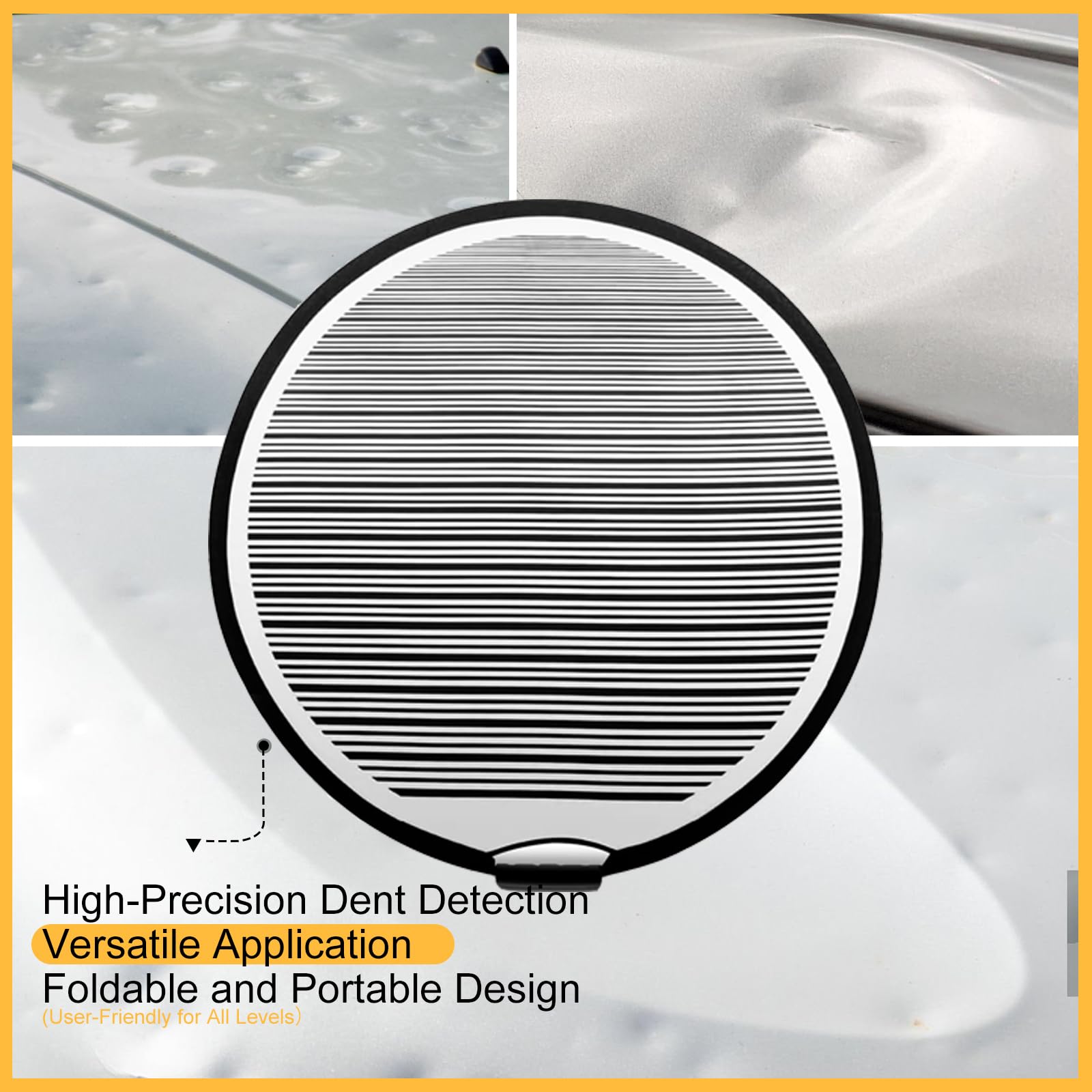 HiYi soft-light reflector fabric provides even illumination to reveal subtle dents.