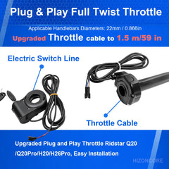 Hizoncore Surron-style full twist throttle design for precise control