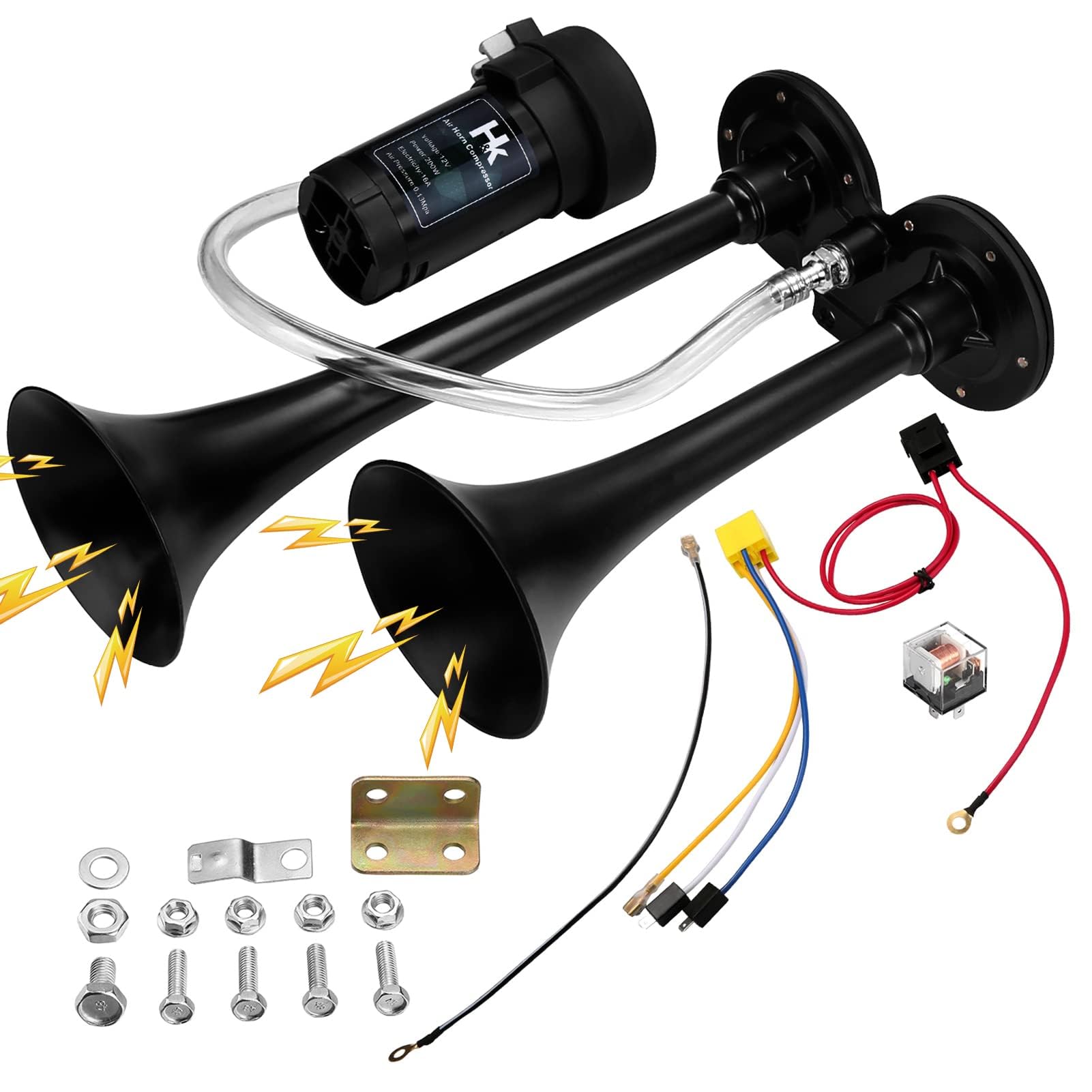 HK 150dB dual trumpet air horn kit in action for high visibility signaling
