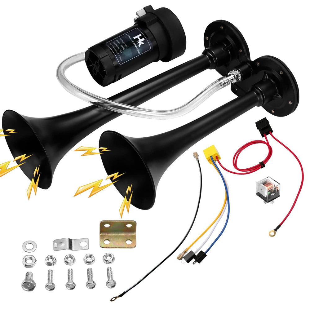 HK 150dB dual trumpet air horn kit in action for high visibility signaling