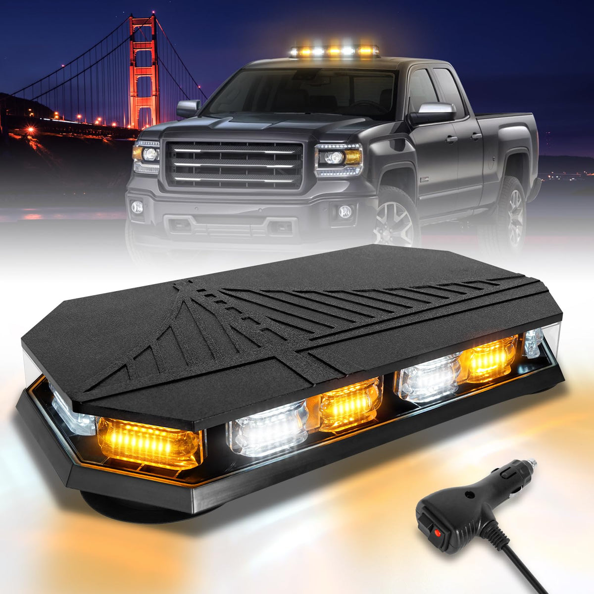 HLauto 406D rooftop strobe bar increases visibility for trucks in day and night.