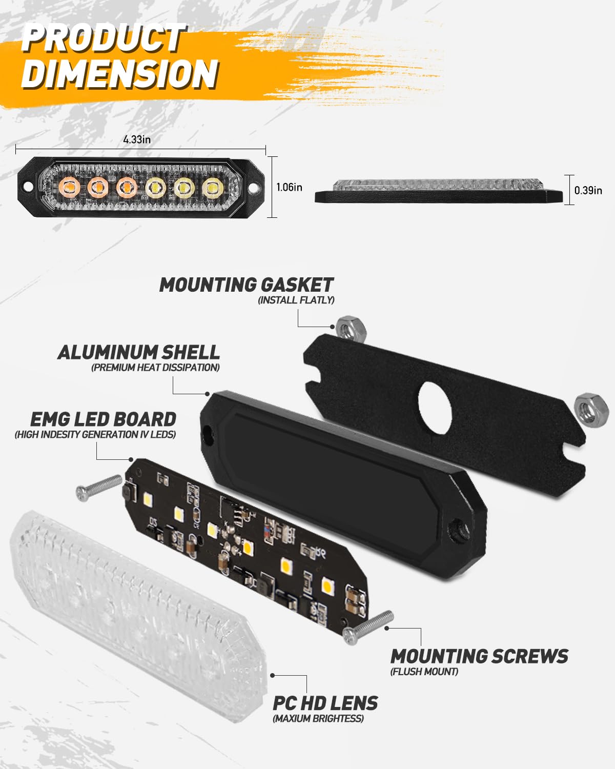 HLauto 406T mounted hazard lights suit trucks and ATVs.