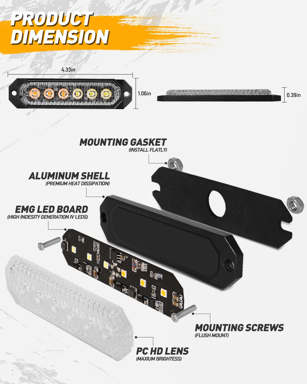 HLauto 406T mounted hazard lights suit trucks and ATVs.