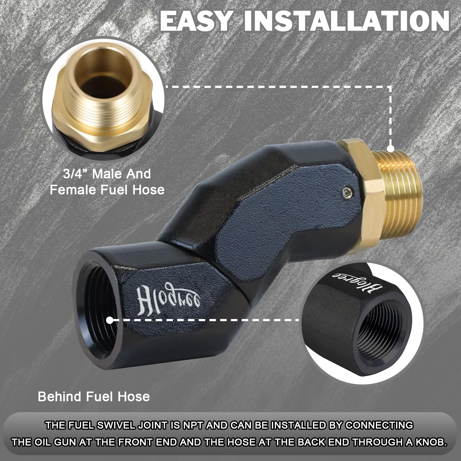 HLOGREE quick-install 3/4 inch NPT connection fits standard fittings.