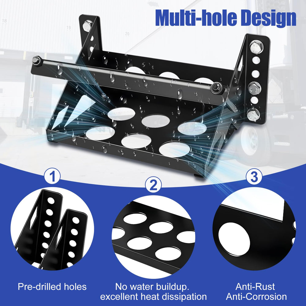 HLTIT hold-down angle bar with zinc-plated hardware secures the battery