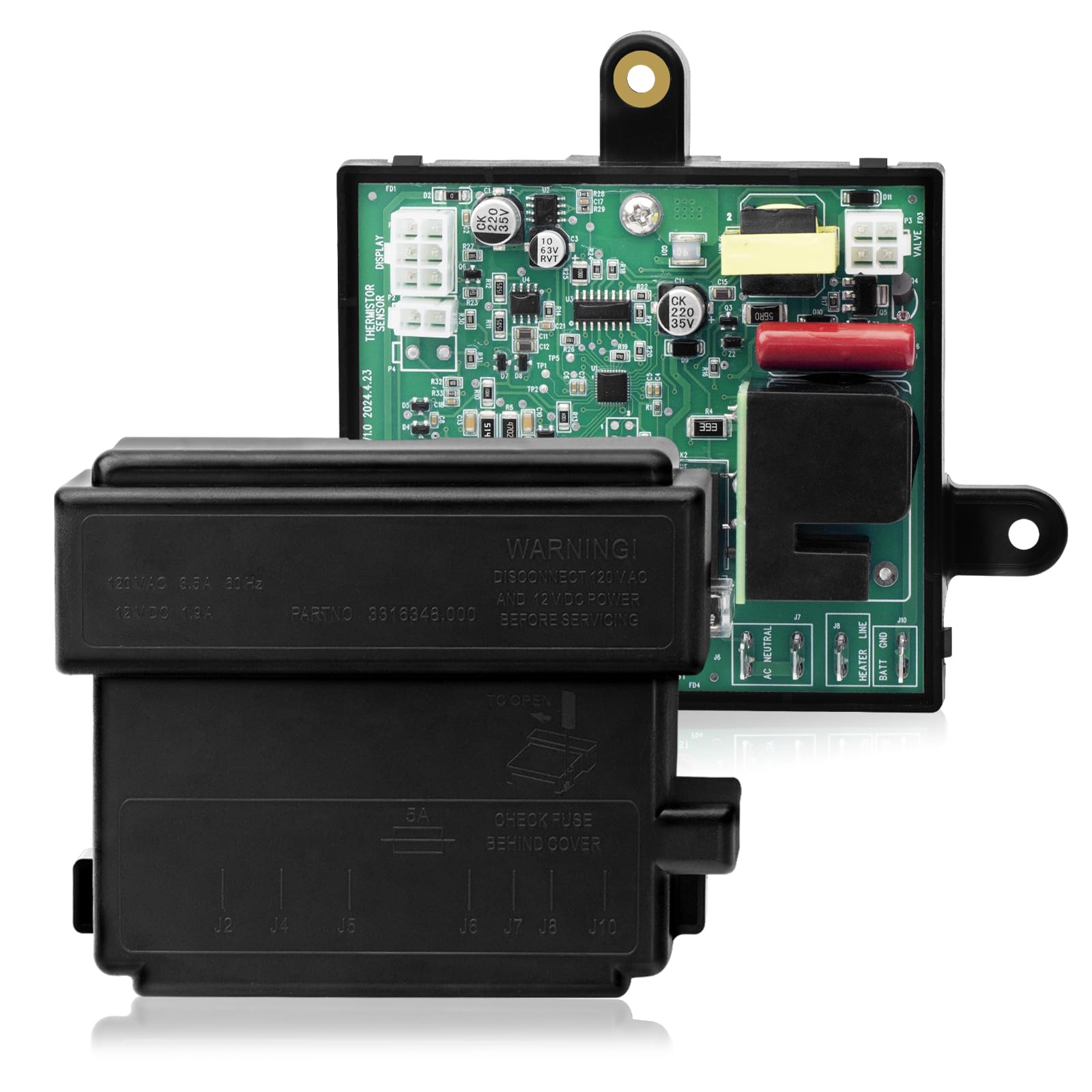 HLTIT 3316348.900 front view of the RV fridge control board for reliability