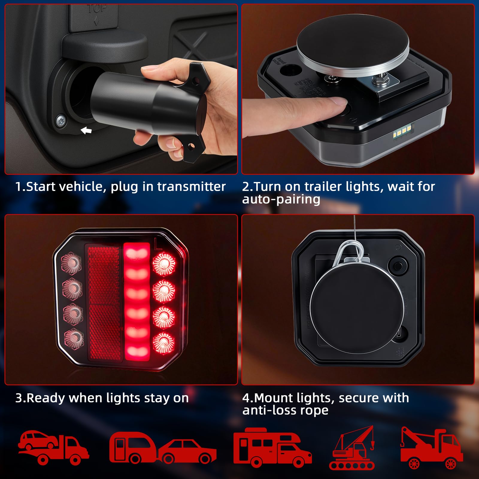 HMCYCI 100-foot wireless signal ensures stable brake and turn indicators.
