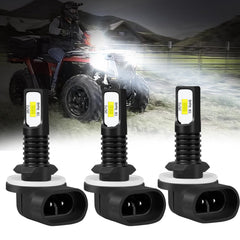 HMCYCI 881 LED headlight bulb front view with bright 6000K light