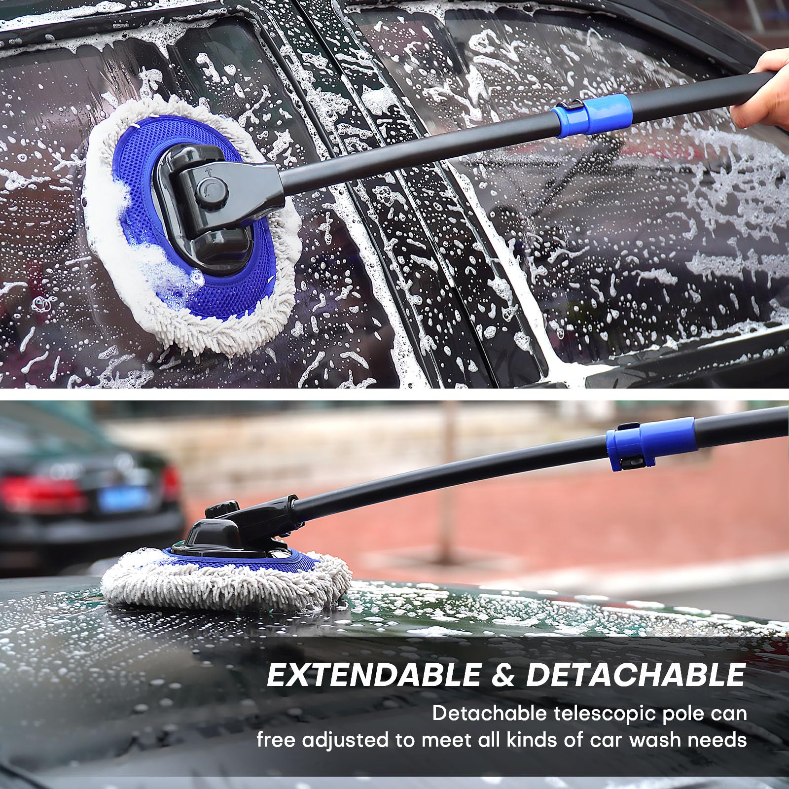 Hmdswa curved pole design reduces strain during washing tasks.
