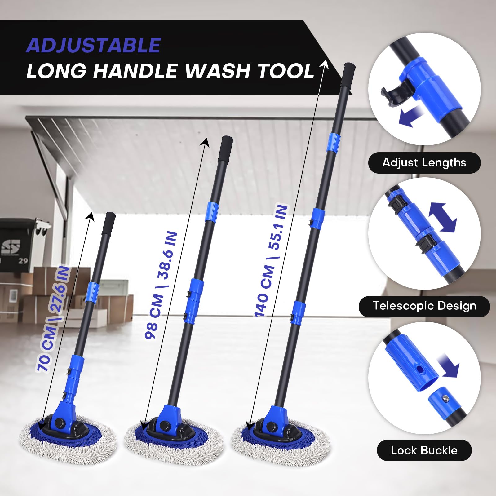 Hmdswa Microfiber brush head cleans gently to protect paint.