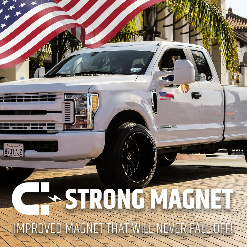 HMmagnets American flag magnet back view shows durable cut-out and residue-free adhesion