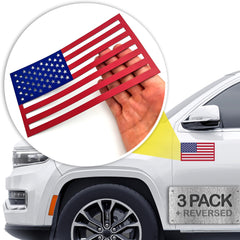 HMmagnets American flag magnet on vehicle front view demonstrates secure hold