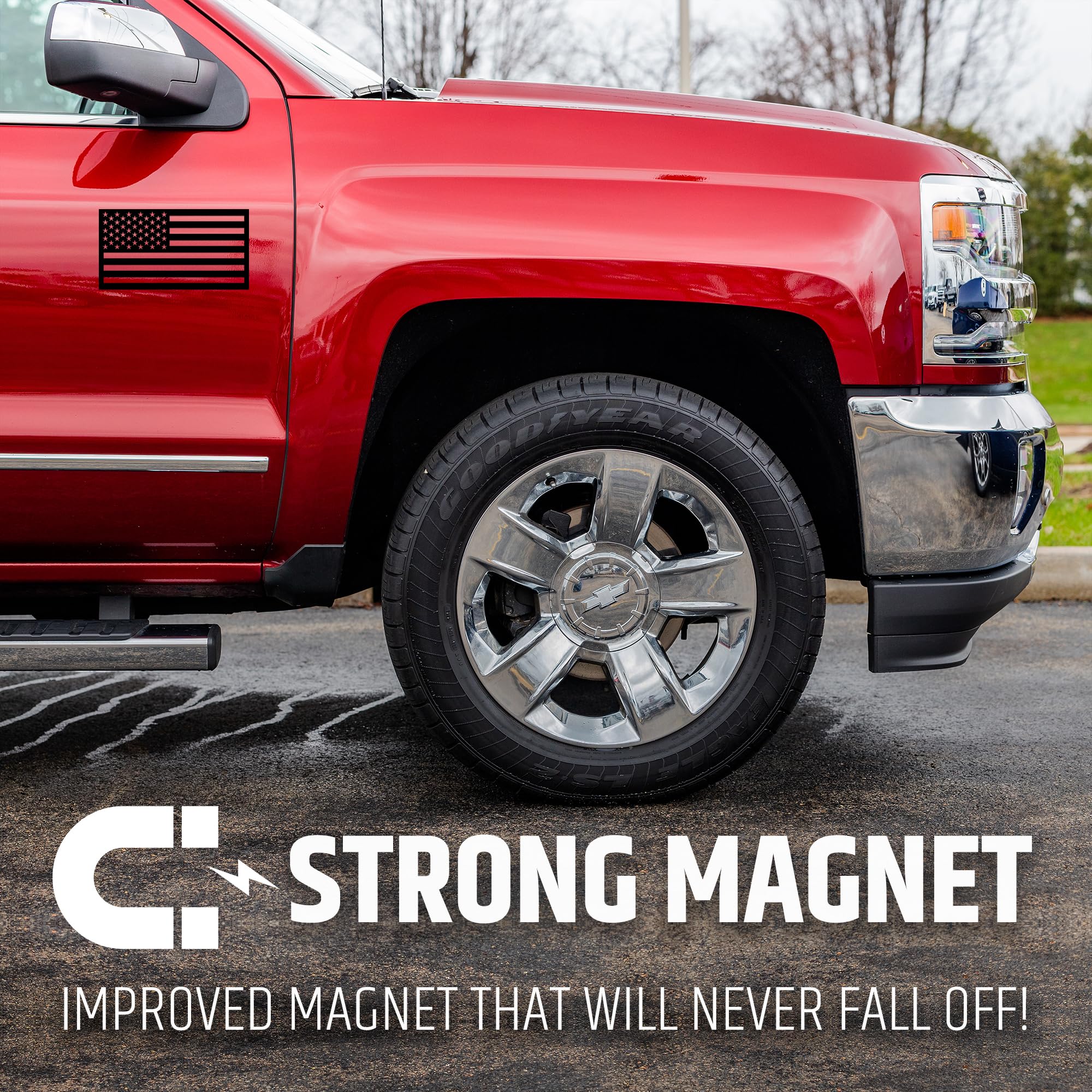 HMmagnets three-pack flag magnets mounted on a metal surface for reliable hold.