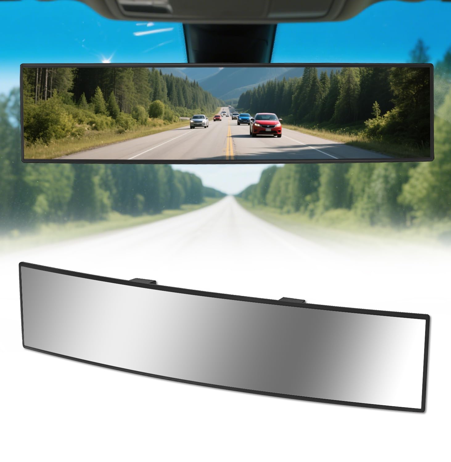 HmmtyRack rearview mirror chrome anti-glare reduces night glare for clearer night driving.