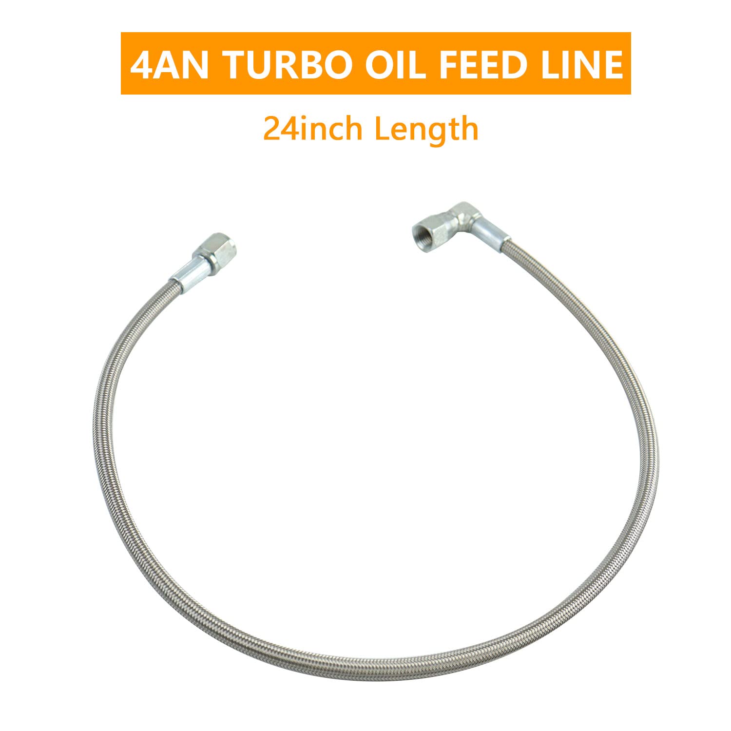 HNeekyr 4AN turbo oil feed line with straight end for flexible installation.