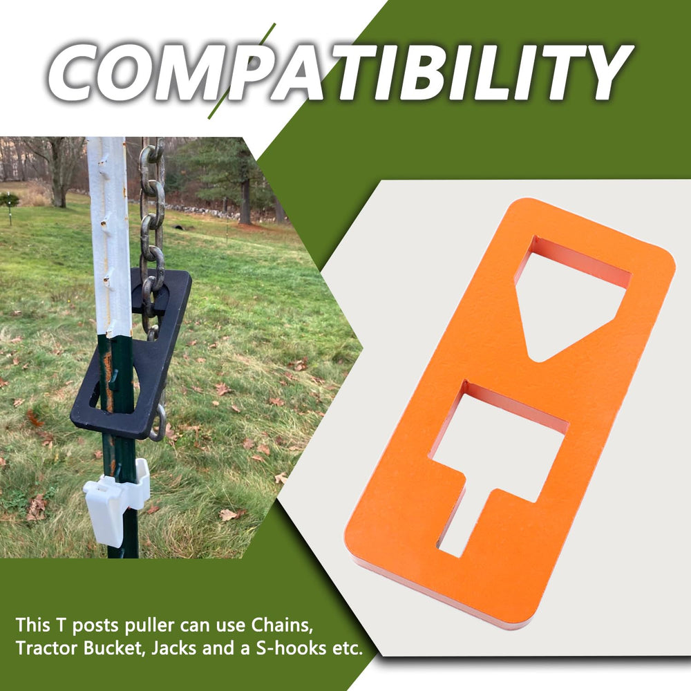 HNeekyr heavy-duty steel T Post Puller orange supports durable ground work.