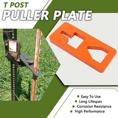 HNeekyr T Post Puller Plate in use orange demonstrates compatibility with chains and jacks.
