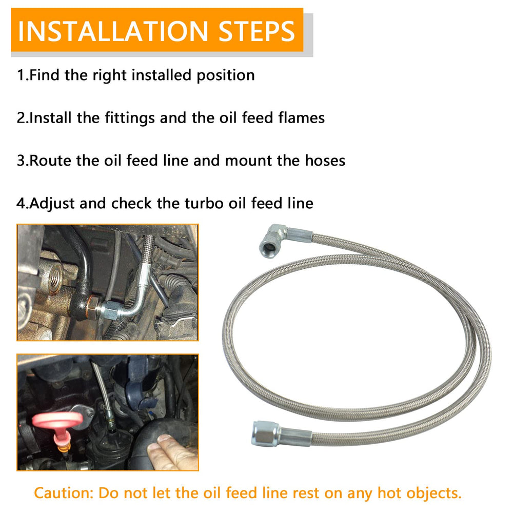 HNeekyr oil feed line with Teflon-lined core for smooth oil flow and wear resistance.