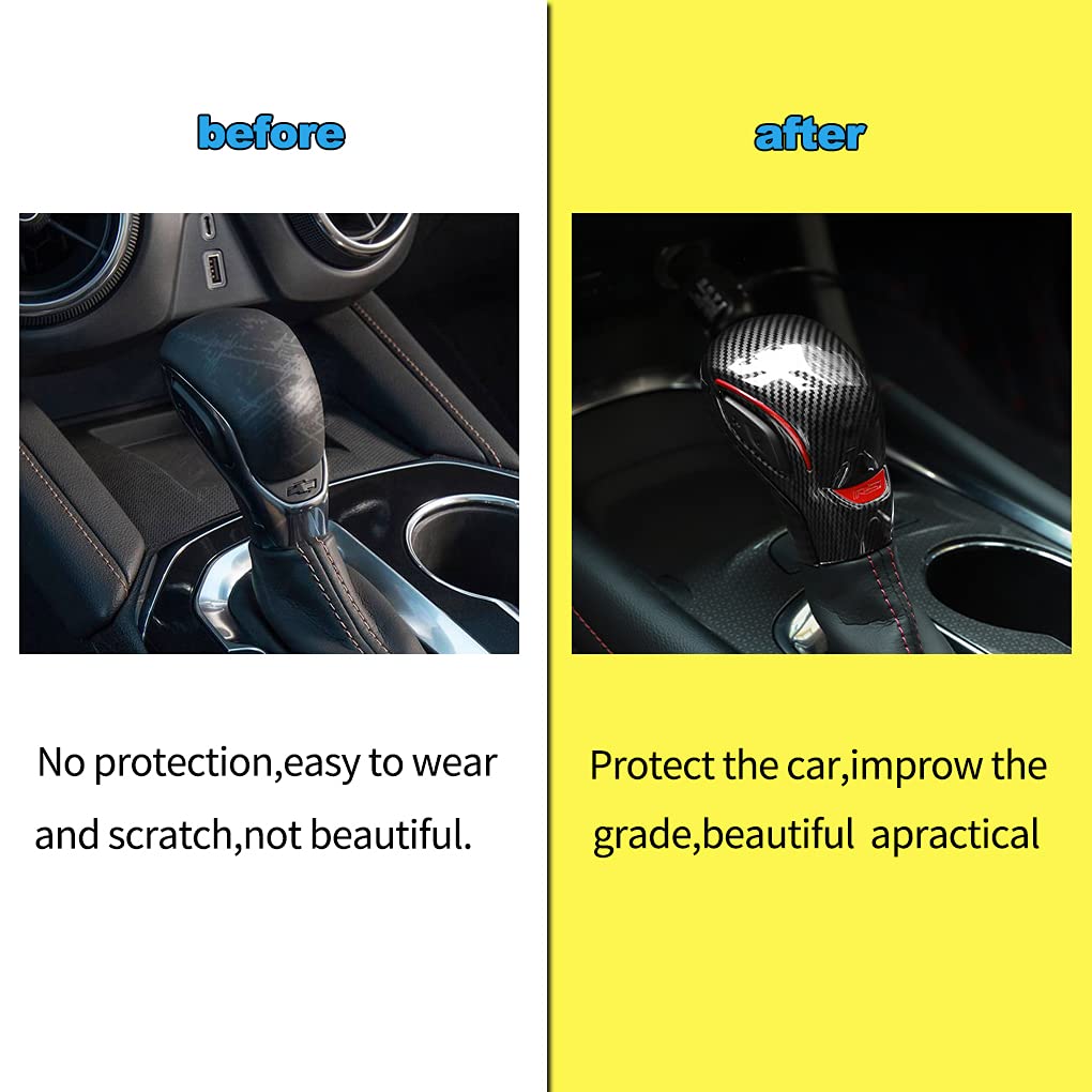 HNLUY gear shift knob cover installation in car demonstrates easy paste method