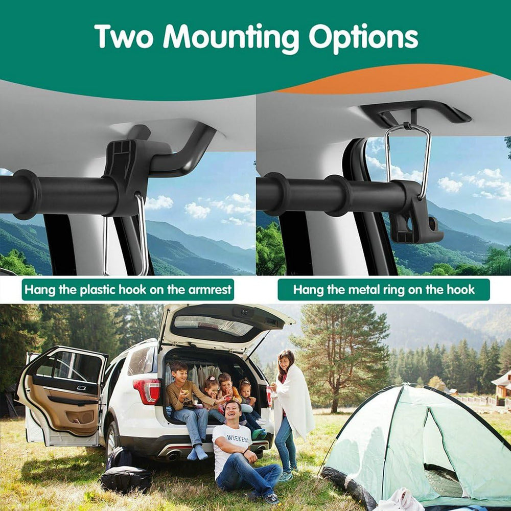 Hoapavi car clothes hanger bar showcases easy installation across car, SUV, and truck.