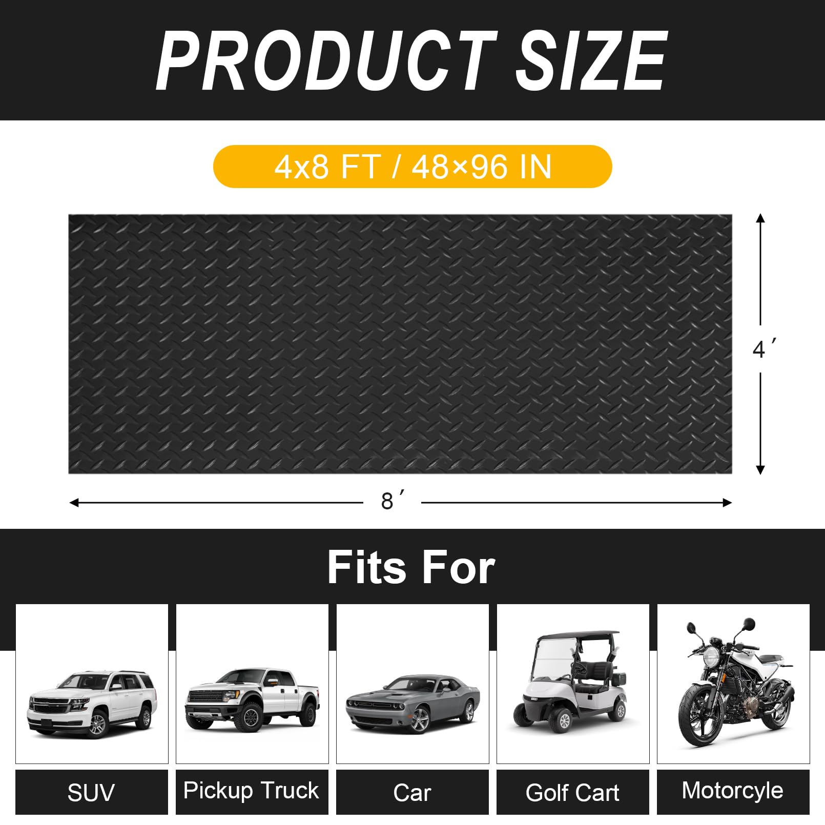 Hobuska garage floor mat resists oil and chemicals for protection.