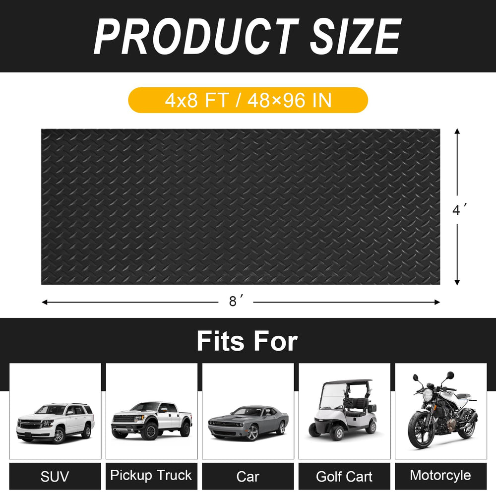 Hobuska garage floor mat resists oil and chemicals for protection.