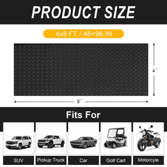 Hobuska garage floor mat resists oil and chemicals for protection.