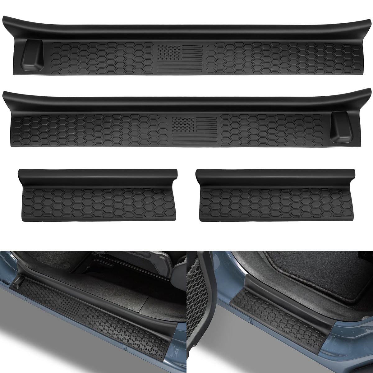 HOCHO jeep door sill guard front with embossed flag protects against scratches