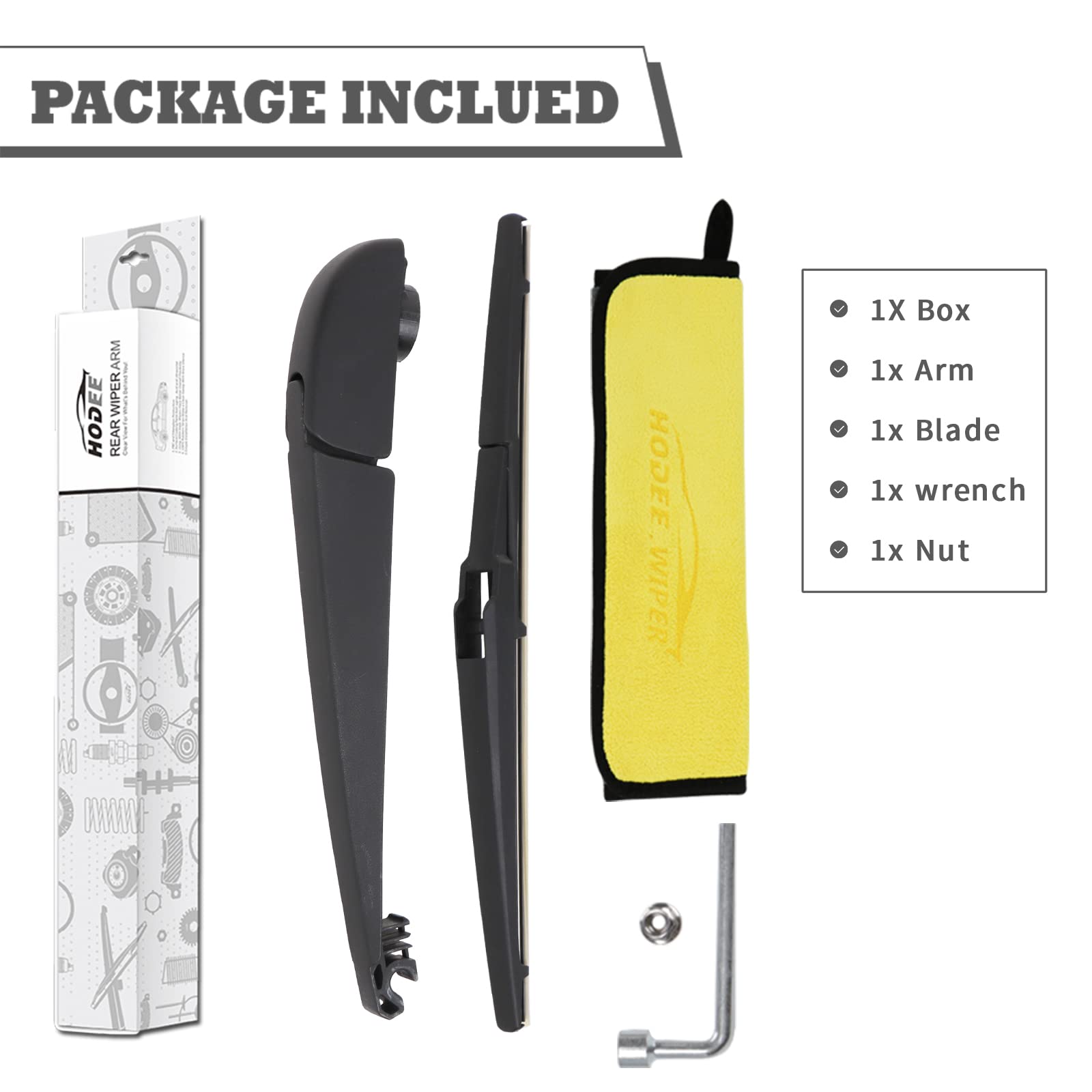 HODEE rear wiper assembly kit provides everything needed for a complete upgrade.